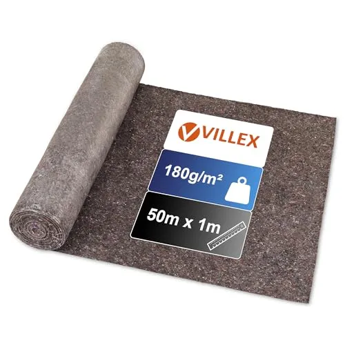 Villex - Malervlies 50m x 1m mit reißfesten 180g/m² - Durchsickerschutz, Rutschhemmend & Wiederverwendbar - schützendes Abdeckvlies - Maler Vlies - stabiles Renoviervlies für Malerbedarf