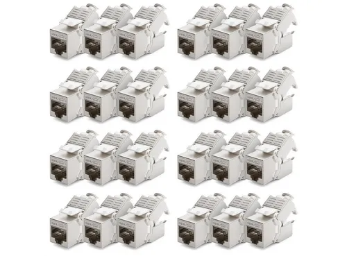 deleyCON 24x CAT6a Keystone Jack Modul STP RJ45 - Netzwerkadapter, ideal zur Erweiterung von Patchpanels und Dosen, mit STP Schirmung für optimale Signalqualität und Kompatibilität zu CAT5 bis CAT7.