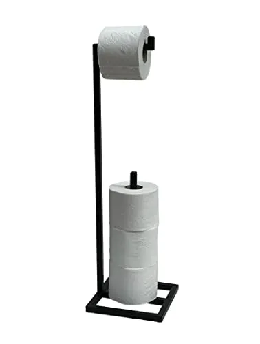 DanDiBo Stehender Toilettenpapierhalter aus Metall, Schwarz - 96459 - Eleganter Toilettenpapierhalter für Gäste-WCs, 70 cm hoch und stabil, ideal für ein modernes Badezimmerdesign.