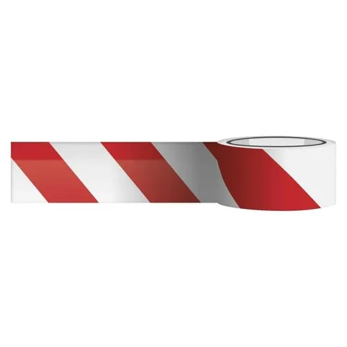 Produktbild Absperrband 75mm, 250m, weiss/ rot Rolle, Papierschachtel für Abwickeln