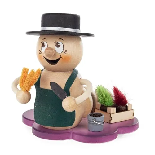 Rudolphs Schatzkiste Räucherwurm Rudi Gärtner mit Blumen Höhe 13cm NEU Räuchermännchen,Räuchermann,Räucherfigur,Raucher,Rauchmann,Räuchermännel,Smoker,Incense,Smokers