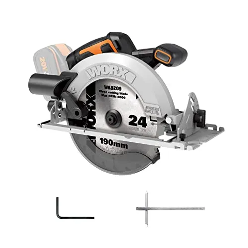 Akku-Handkreissäge WORX Nitro 20V 190mm WX520.9 - Akku-Säge mit leistungsstarkem Brushless Motor für präzise Schnitte und hohe Effizienz, ideal für Heimwerker und Profis.