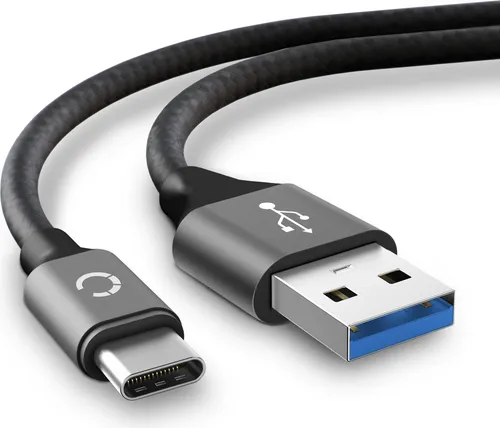 CELLONIC USB Kabel 2m für Kamera Handy Smartphone Navigation Headset Tablet Ladekabel USB C Type C auf USB A 3.0 Datenkabel 3A grau Nylon