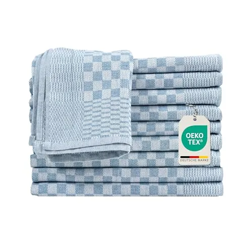 Müskaan 10er Set Geschirrtücher 100% Baumwolle 50x70 cm Aqua 210 g/m² | Küchenhandtücher für Abtrocknen, Grubentücher zum Putzen, Fusselfrei Geschirrhandtücher, Küchentücher saugstark, Geschirrtuch
