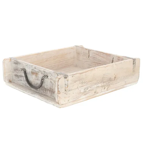 Novaliv Holzkiste Vintage Weiß - 30 x 25 x 8 cm Unikat aus recyceltem Altholz - Aufbewahrungsboxen - Jede Kiste ist ein Unikat mit besonderem Charme, ideal für Dekoration und Aufbewahrung in Küche, Wohnzimmer oder Garten.
