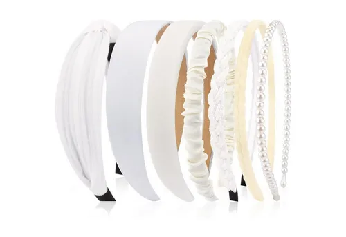 LuxusKollektion Haarreif 7 Stück Haarreifen Set Damen Perlen Stirnbänder Kunststoff Haarreif