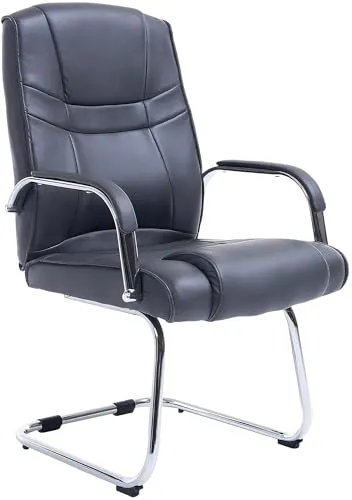 CLP Besucherstuhl Attila grau - XXL-Freischwinger - Bürostühle mit besonders hoher Belastbarkeit bis 180 kg und hochwertigem Kunstleder-Bezug für optimalen Sitzkomfort in professionellen und privaten Bereichen.