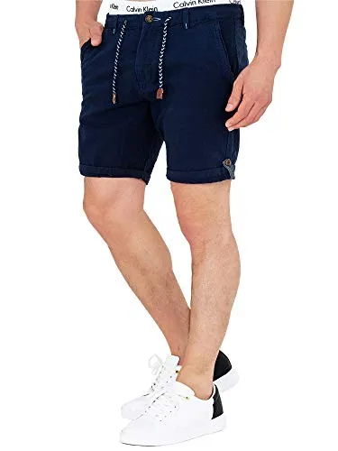 Indicode Chinoshorts Beauvals - Herren-Shorts aus einem bequemen Leinenmix mit elastischem Bund und Kordelzug für einen perfekten Sitz und hohen Tragekomfort.