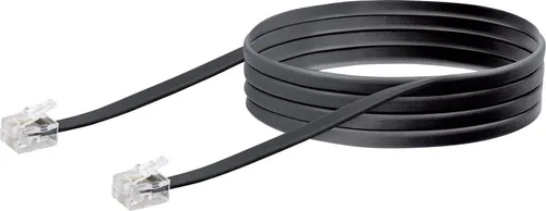 Schwaiger TAE Kabel RJ11 6P4C 6m schwarz flach