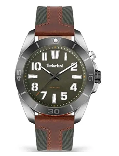 Timberland Herren Armbanduhr Warrick - Multicolor Nylonarmband - Armbanduhren für Herren mit 44 mm Edelstahlgehäuse, grünem Ziffernblatt und 5 bar Wasserdichtigkeit. Ideal für den täglichen Gebrauch und sportliche Aktivitäten.