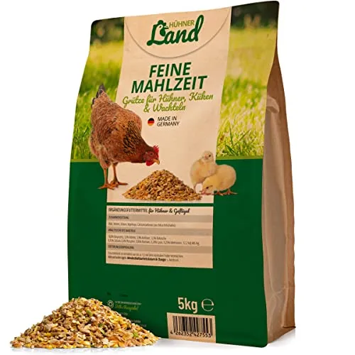 HÜHNER Land Hühnerfutter – Feine Mahlzeit 5kg I gebrochene Qualität, Grütze für Hühner, Wachteln, Küken & Geflügel, Kükenfutter, Futterabwechslung ohne Zusätze
