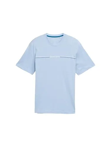 TOM TAILOR Herren 1037803 T-Shirt mit Print, 21068 - Light Powder Blue, XL