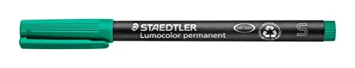 STAEDTLER permanent Marker Lumocolor, grün, Superfein, ca. 0,4 mm, wisch- und wasserfest, Made in Germany, nachfüllbar, lange Lebensdauer, 10 grüne Universalstifte im Kartonetui, 313-5