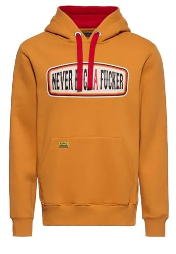 King Kerosin Herren Hoodie · Kapuzenpullover · Sweater · Hooded · Sweatshirt · Statement Print · Kapuze · Tunnelzug · Druck · Vintage · Retro · Biker · Langarm · Never Fuck A Fucker