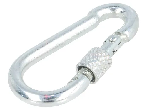 DROMET Karabiner, Stahl, mit Sicherung für Seile, L: 50mm, 5mm, Zink beschichtet, Anti-Korrosion