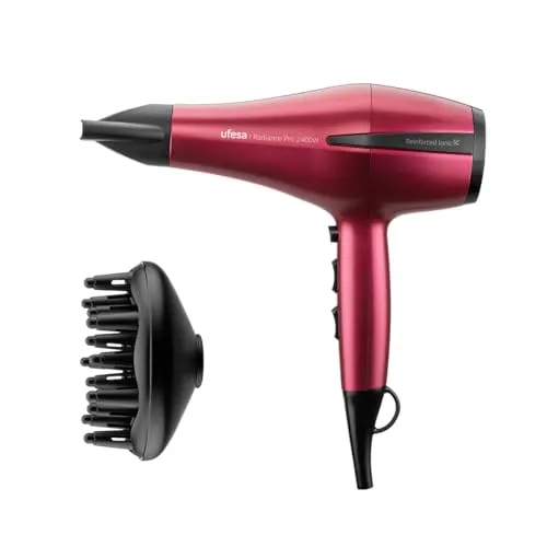 Ufesa Radiance Pro Haartrockner 2400W - Professioneller Haartrockner mit AC-Motor und Ionen-Technologie für glattes, glänzendes Haar. Inklusive Diffusor und Konzentrator für vielseitige Stylings.