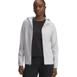 Under Armour OutRun The Storm Laufjacke Damen - Hellgrau, Größe S - Ideal für Läufer: Die wasserabweisende und atmungsaktive Jacke bietet Schutz vor Wind und Regen. Mit reflektierenden Details und optimaler Bewegungsfreiheit, perfekt für jedes Wetter.