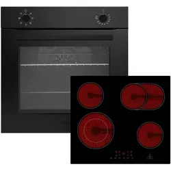 Respekta Herdset Schwarz – Metall & Glas, A, 59.5x64.5x52.1 cm - Praktisches Herdset in Schwarz mit Kindersicherung, Restwärmeanzeige und Timerfunktion. Ideal für moderne Küchen und effizientes Kochen.