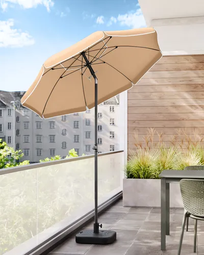 SONGMICS Sonnenschirm 160 cm – UPF 50+ Sonnenschutz in beige von SONGMICS