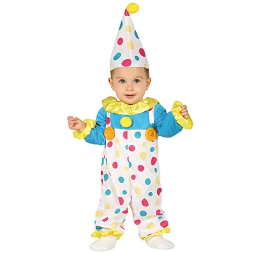 NET TOYS Kunterbuntes Clown Baby-Kostüm - Weiß 1-2 Jahre, 92-93 cm - Entzückende Kinder-Verkleidung Zirkus Kinderkostüm für Jungen & Mädchen - EIN Blickfang für Kinder-Fasching & Kostümfest