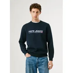 Pepe Jeans PM5800029 Sweatshirt Matthew navy (XL) - Herren-Sweatshirt in Marine mit auffälligem Grafikdesign, aus weichem Baumwoll-Polyester-Mischgewebe, ideal für lässige urbane Looks und den Alltag.