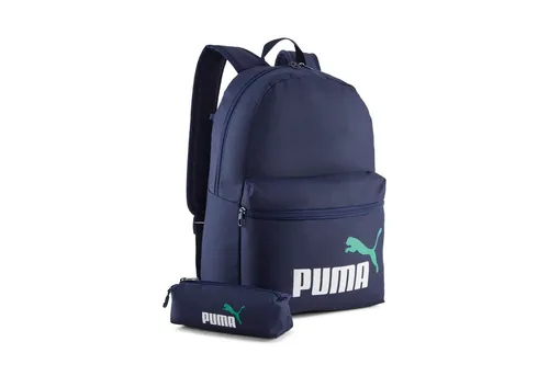 Puma Phase Backpack Set in Navy – Stilvoll und Praktisch - Der Puma Phase Backpack Set vereint Funktionalität und Stil. Mit 20 Litern Fassungsvermögen, praktischen Taschen und gepolsterten Riemen ist er ideal für Schule oder Freizeit. Hergestellt aus recycelten Materialien – für bewusste Trendsetter!