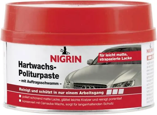 NIGRIN Hartwachs- Politurpaste, reinigt, glättet und konserviert, mit hochwertigem Carnaubawachs, 250 ml