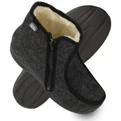 filsko Idre Filz Hüttenschuhe Herren - Hausschuhe mit wärmendem Schafwollfutter und seitlichem Reißverschluss für einfachen Einstieg. Ideal für gemütliche Abende zuhause.