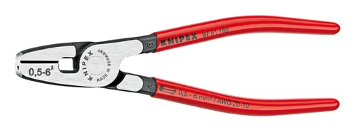 Knipex Crimpzange 97 81 180 - 180 mm, für Aderendhülsen nach DIN 46228, ideal für schwer zugängliche Stellen in Schaltschränken