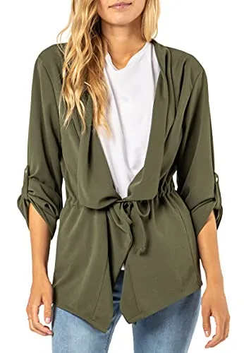 Sublevel Damen Blazer zum Binden Lässig dark-green M