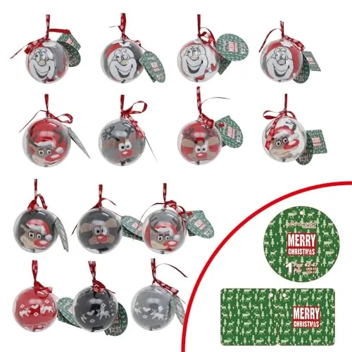 itsisa 1 Paar Thermo Socken Herren (Gr. 42-47) in Weihnachtskugel, Kuschelsocken, Männergeschenk Wintersocken, Wichtelgeschenk, Nikolausgeschenk