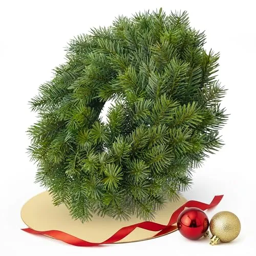 Künstlicher Edel Tannenkranz grün halbgebunden aus Spritzguss - 33 cm - Kunst Adventskranz mit naturgetreuen Tannenspitzen - Weihnachtskranz Türkranz Tischkranz Deko für Weihnachten Advent