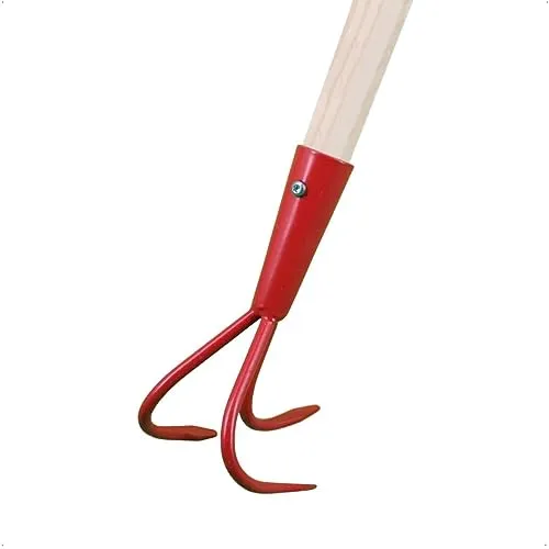Rekord Kleingrubber (Stahl) mit 3 Zinken Gesamtlänge 111 cm - mit Holz-Stiel, Kultivator, Gartenkralle, Dreizack für Garten, Unkrautkralle, Boden lockern, Grubber