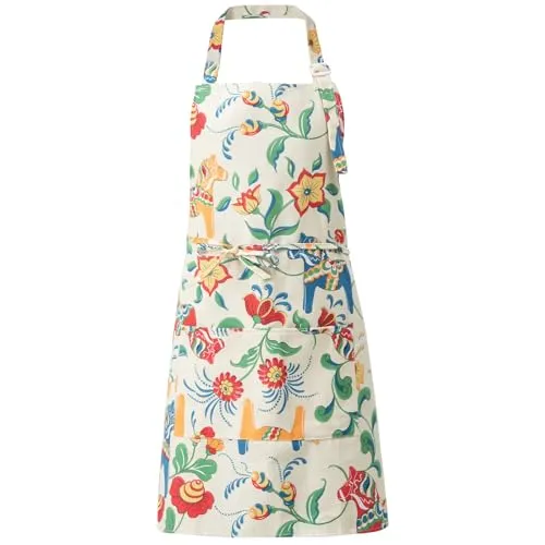 DILLMAN Schürzen für Frauen mit Taschen, Baumwollleinen, Kochen, Küche, Backen, weich, langlebig, Blumenschürze für Gartenarbeit, Full Length, One Size Fits Most Adults