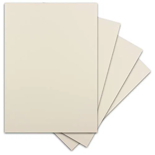 Blatt DIN-A3 Tonkarton - 300 g/m² Bastel-Papier - 42 x 29,7 cm - Farbe Creme-Vanille - geprägte Leinen-Struktur - Tonzeichenpapier zum Basteln - Fotokarton 20