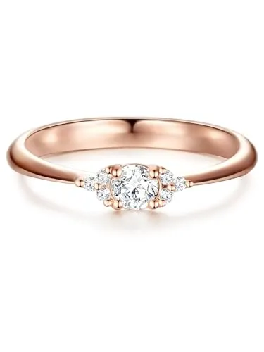 Trilani Damen-Ring Verlobungsring aus Sterling Silber - Ringe für Damen – rosévergoldet mit funkelndem Zirkonia im Brilliant-Schliff, ideal als Hochzeits- oder Verlobungsring, geliefert in eleganter Schmuckbox.