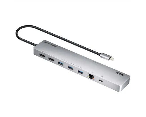 Aten UH3240 USB-C Dock 4K Dual Display mit Power Passthrough - Weiteres Notebook-Zubehör für ultimative Produktivität – Unterstützt bis zu 8K Auflösung und bietet 11 Anschlüsse für nahtlose Konnektivität.