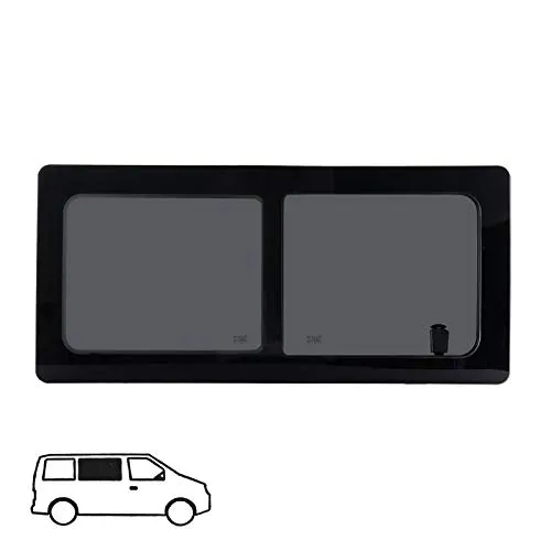Schiebefenster Glasfenster für VW T4 rechts, Echtglas 113 x 53 cm - Wohnmobilfenster mit Privacy Tönung für 80% Sichtschutz und frischer Luftzirkulation, ideal für VW T4 (Bj. 90-04)
