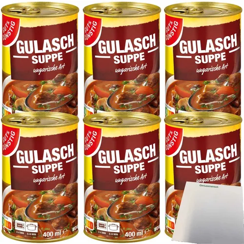 G&G Gulaschsuppe ungarische Art 6er Pack - Haltbare Lebensmittel: Genießen Sie die herzhafte Gulaschsuppe ungarische Art in praktischen 400ml Dosen – perfekt für schnelle Mahlzeiten!