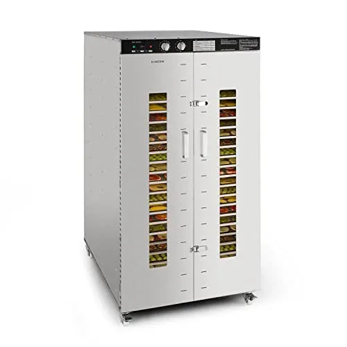 Klarstein Master Jerky Dörrautomat - Dörrautomaten mit stufenlos regelbarer Temperatur von 40-90 °C, 15h-Timer und 24 Edelstahl-Einschüben für gesunde Snacks mit intensivem Geschmack.