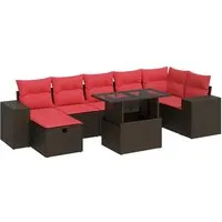 vidaXL 8-tlg. Garten-Sofagarnitur mit Kissen Schwarz Poly Rattan - Gartenmöbel mit modularer Sofagarnitur für individuellen Komfort. Aus langlebigem PE-Rattan, inklusive wasserfestem Stauraum und abnehmbaren, waschbaren Kissenbezügen.