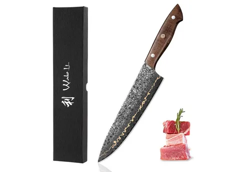 Wakoli Kawa Serie Chefmesser 20 cm - Damast Küchenmesser mit 67 Lagen Stahl und Kupfereinlage, ergonomischer Griff für höchsten Komfort – ideal für Profiköche und Hobbyköche.