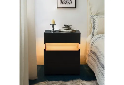 Fine Life Pro Nachttisch mit LED-Beleuchtung und 3 Schubladen