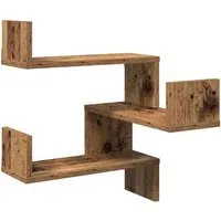 vidaXL Wand-Eckregal Altholz-Optik 40x40x49,5 cm - Regal für platzsparende Aufbewahrung, robust aus Holzwerkstoff, ideal für Wohnzimmer und Büro, leicht zu reinigen und pflegeleicht.