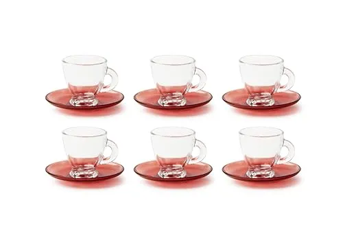 Excelsa 65358 Set mit 6 Kaffeetassen, Glas in rot von Excelsa