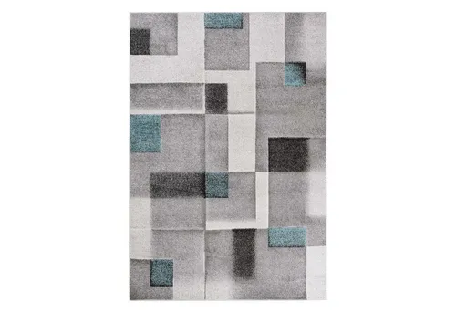 TaraCarpet Teppich Moderner Designerteppich TC-Fashion 6114 Karos in grau, beige und blau, rechteckig, Höhe: 12 mm, Kurzflor Karos blau grau Wohnzimmer Schlafzimmer Kinderzimmer 080x140