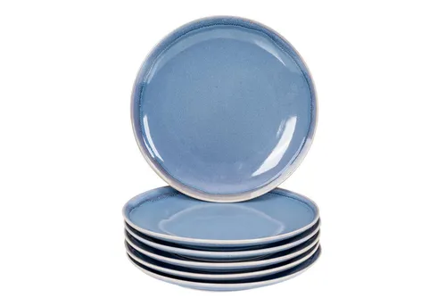 Levandeo® Tafelservice 6er Set Steingut Teller Ø26cm Blau - Hochwertiges Tafelservice für 6 Personen aus robustem Steingut, ideal für den täglichen Gebrauch. Spülmaschinenfest und mit rustikalem Design in Blau, das jedem Tisch Eleganz verleiht.