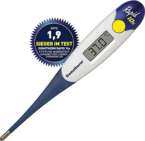 Domotherm Rapid Fieberthermometer – 10 Sekunden Messung - Fieberthermometer für Kinder und Erwachsene, misst in nur 10 Sekunden und sorgt dank flexibler Spitze für stressfreies Messen.