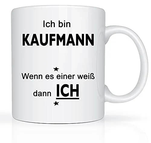 Print-Klex Berufstasse mit Kaufmann Motiv Bedruckt Kaufmann Tasse für Beruf Geschenk Kaffeebecher Geschenktasse Teetasse Arbeitstasse Arbeitsbecher mit Druck 330ml Beruf Tasse