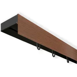 SN DECO GROUP Gardinenschiene Vorhangschiene SH mit Blende, 1-läufig, Fixmaß, mit Bohren, verschraubt, Kunststoff braun|schwarz 180 cm x 4,7 cm